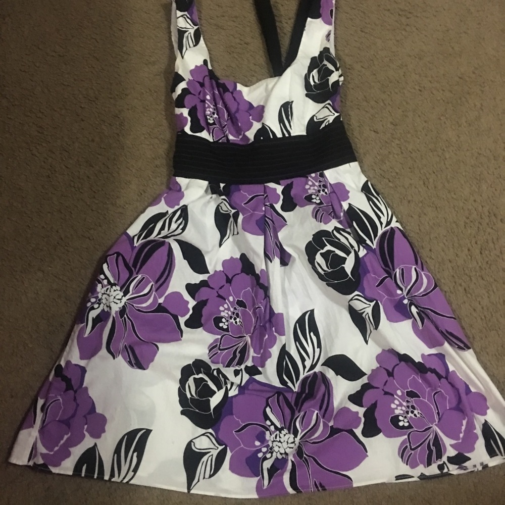 Purple, white, and black summer or Sunday dress